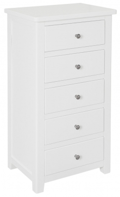 Product photograph of Henley Painted 5 Drawer Narrow Chest - Comes In White Blue And Charcoal Finish Options from Choice Furniture Superstore