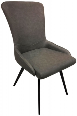 Product photograph of Austin Dining Chair Sold In Pairs - Comes In Grey Leather And Grey Velvet Options from Choice Furniture Superstore