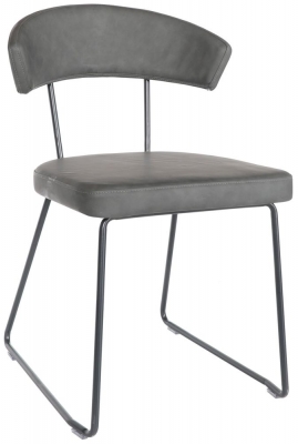 Product photograph of Milan Grey Leather Dining Chair Sold In Pairs from Choice Furniture Superstore