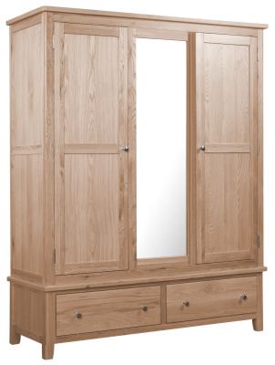 Product photograph of Henley Oak Painted 3 Door 2 Drawer Combi Wardrobe from Choice Furniture Superstore