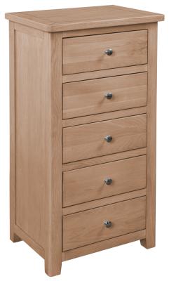 Henley Oak Painted 5 Drawer Narrow Chest