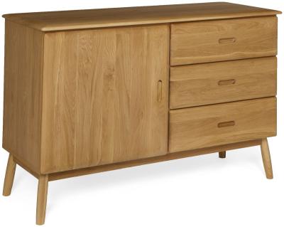 Product photograph of Malmo Oak 1 Door 3 Drawer Buffet from Choice Furniture Superstore