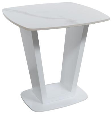 Apollo White Sintered Stone Top Square Lamp Table