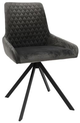 Product photograph of Omega Grey Velvet Fabric Dining Chair Sold In Pairs from Choice Furniture Superstore