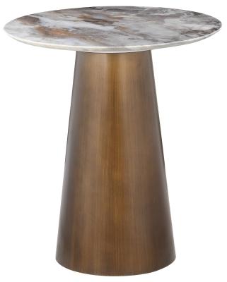 Chicago Grey Sintered Stone Top Round Lamp Table