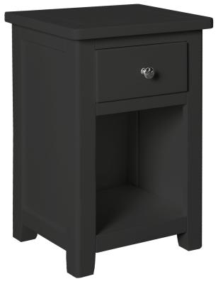 Product photograph of Henley Black 1 Drawer Bedside Cabinet from Choice Furniture Superstore