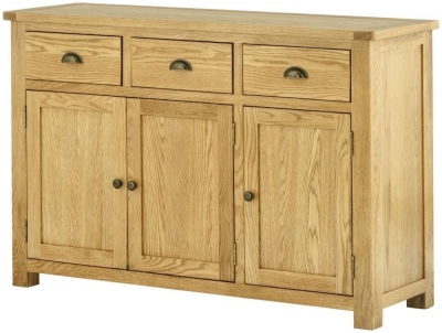 Product photograph of Portland 3 Door Medium Sideboard - Comes In Oak Stone Painted Ivory White Painted from Choice Furniture Superstore