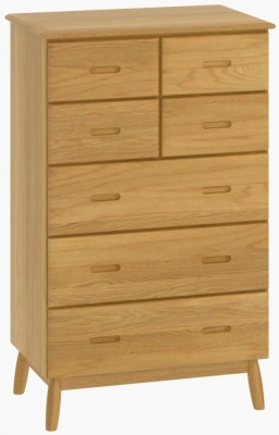 Product photograph of Malmo Oak 4 Over 3 Drawer Tall Chest from Choice Furniture Superstore