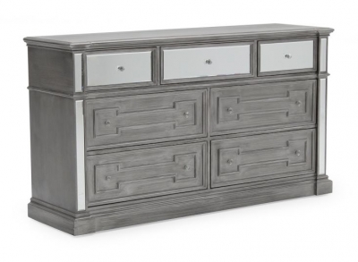 Product photograph of Vida Living Ophelia Grey Mirrored 4 3 Drawer Dressing Chest from Choice Furniture Superstore