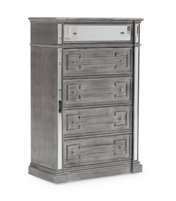 Product photograph of Vida Living Ophelia Grey Mirrored 5 Drawer Chest from Choice Furniture Superstore