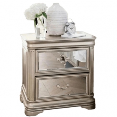 Product photograph of Vida Living Jessica Champagne Mirrored Bedside Cabinet from Choice Furniture Superstore