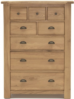 Product photograph of Vida Living Breeze Oak 8 Drawer Tall Chest from Choice Furniture Superstore