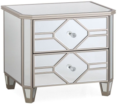 Product photograph of Vida Living Rosa Geometric Mirrored Bedside Table from Choice Furniture Superstore