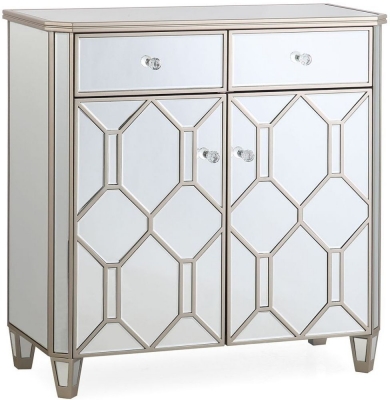 Product photograph of Vida Living Rosa Geometric Mirrored 2 Door 2 Drawer Sideboard from Choice Furniture Superstore