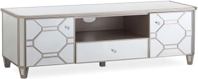 Product photograph of Vida Living Rosa Geometric Mirrored Tv Cabinet from Choice Furniture Superstore