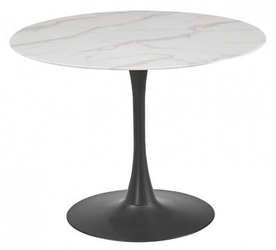 Vida Living Circe 100cm White Marble Effect Round Dining Table - 2 Seater