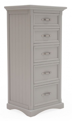 Image of Vida Living Turner Grey Painted 5 Drawer Tall Chest