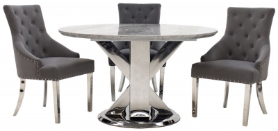 Vida Living Tremmen 130cm Grey Marble Round Dining Table - 4 Seater