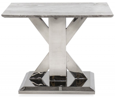 Product photograph of Vida Living Tremmen Grey Marble Lamp Table from Choice Furniture Superstore