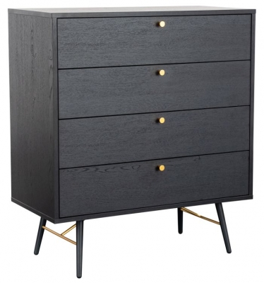 Product photograph of Vida Living Barcelona Black 4 Drawer Chest from Choice Furniture Superstore