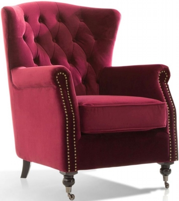 Product photograph of Clearance - Vida Living Darby Berry Velvet Wingback Chair - Fs402 from Choice Furniture Superstore