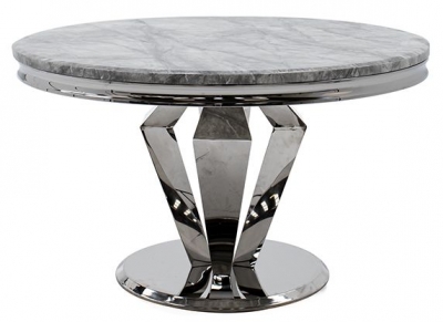 Vida Living Arturo 130cm Grey Marble Round Dining Table - 4 Seater