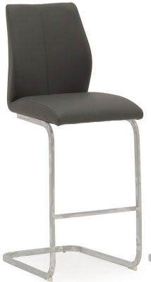 Vida Living Elis Grey Faux Leather and Chrome Bar Stool (Sold in Pairs)