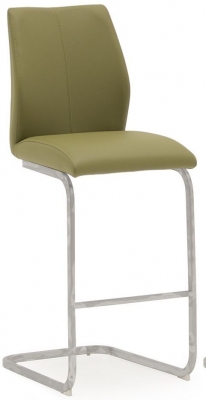 Vida Living Elis Olive Faux Leather and Chrome Bar Stool (Sold in Pairs)