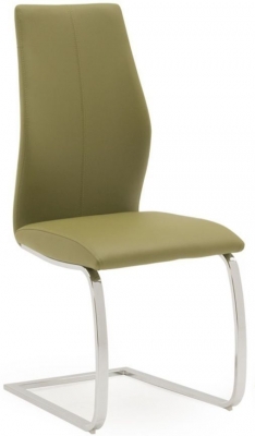 Image of Vida Living Elis Olive Faux Leather and Chrome Dining Chair (Sold in Pairs)