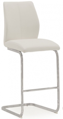 Vida Living Elis White Faux Leather and Chrome Bar Stool (Sold in Pairs)