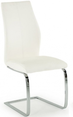 Vida Living Elis White Faux Leather and Chrome Dining Chair (Sold in Pairs)