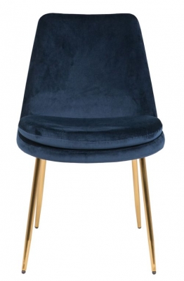 Product photograph of Vida Living Krista Dark Navy Gold Leg Velvet Fabric Dining Chair Sold In Pairs from Choice Furniture Superstore
