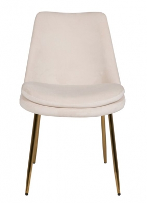 Product photograph of Vida Living Krista Sand Gold Leg Velvet Fabric Dining Chair Sold In Pairs from Choice Furniture Superstore