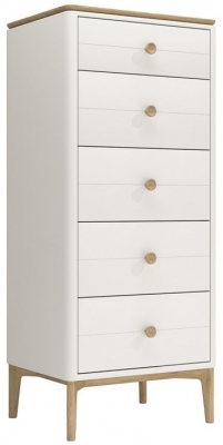 Image of Vida Living Marlow Cashmere Oak 5 Drawer Tall Chest