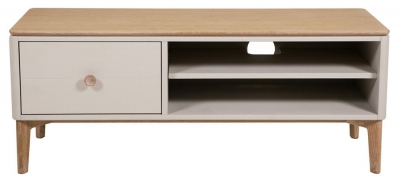 Product photograph of Clearance - Vida Living Marlow Cashmere Oak Medium Tv Unit 120cm L With Storage For Television Upto 55inch To 59inch Plasma - Fss14729 from Choice Furniture Superstore