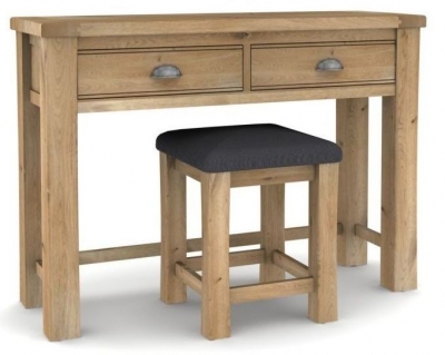 Product photograph of Vida Living Breeze Oak Dressing Table And Stool from Choice Furniture Superstore