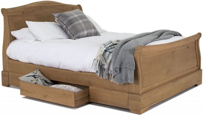 Product photograph of Vida Living Carmen Oak Sleigh Bed from Choice Furniture Superstore