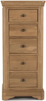 Product photograph of Vida Living Carmen Oak 5 Drawer Tall Chest from Choice Furniture Superstore