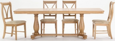 Product photograph of Vida Living Carmen Oak 180cm-230cm Extending Dining Set - 4 Chairs from Choice Furniture Superstore
