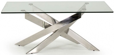 Product photograph of Vida Living Kalmar Glass And Chrome Coffee Table from Choice Furniture Superstore