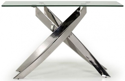 Product photograph of Vida Living Kalmar Glass And Chrome Console Table from Choice Furniture Superstore