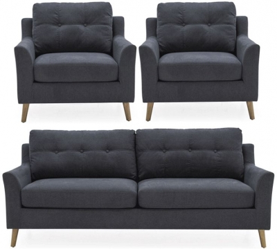 Image of Vida Living Olten Charcoal Fabric 3+1+1 Seater Sofa