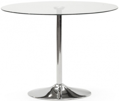 Product photograph of Vida Living Orbit Clear Glass Round Dining Table - 2 Seater from Choice Furniture Superstore