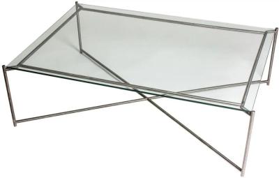 Product photograph of Clearance - Gillmore Space Stockwell Clear Glass Top Rectangular Coffee Table With Gun Metal Frame - Fs523 from Choice Furniture Superstore