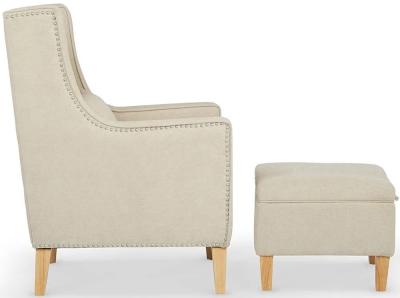Clearance - Serene Leven Cream Fabric Chair with Footstool - C39