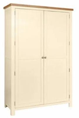 Product photograph of Clearance - Lundy Painted 2 Door Hanging Wardrobe - Ivory Painted - D626 from Choice Furniture Superstore