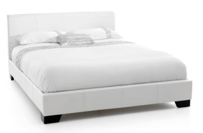 Clearance - Parma White Faux Leather 4ft Small Double Bed - B112