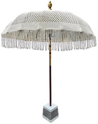 Clearance Bali White Macrame Sun Parasol And Base With Terazzo And Large Slate Fss15539