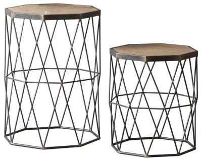 Clearance Helena Wood And Metal Side Table Set Of 2 Fss15504