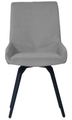 Clearance Set Of 2 Malcom Light Grey Velvet Fabric Swivel Dining Chair Fss15592